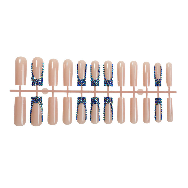 Designer Press-On Nail Set with Rhinestone Accents Bowlift