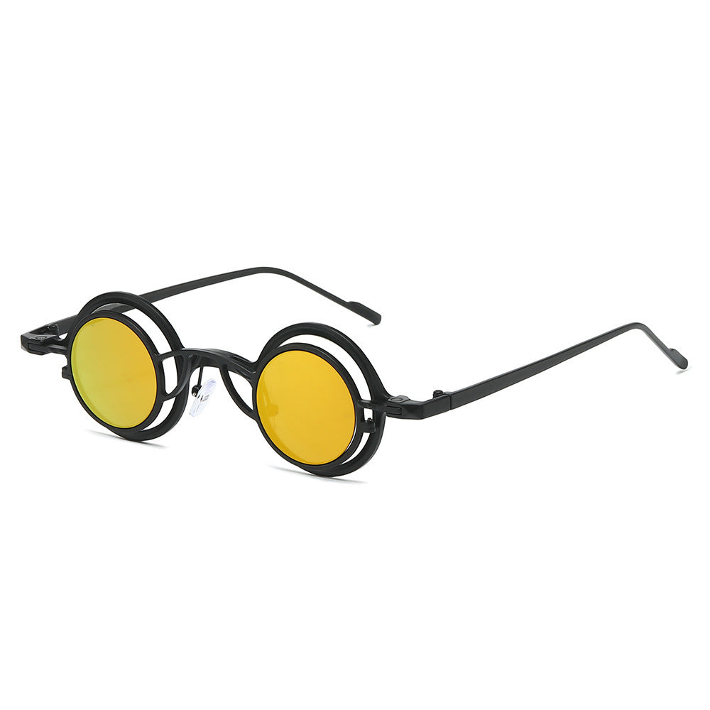 Women's Retro Round Sunglasses with Double Frame Bowlift