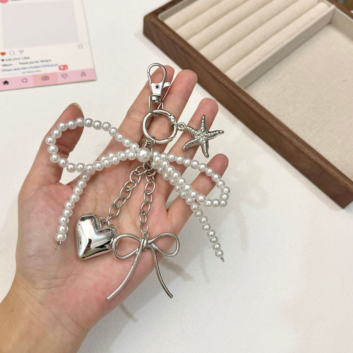 Pearl and Bow Charm Keychain Bowlift