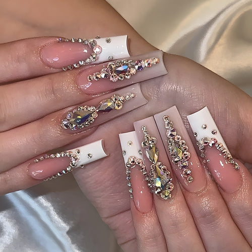 Artistic Rhinestone-Embellished Press-On Nails Bowlift