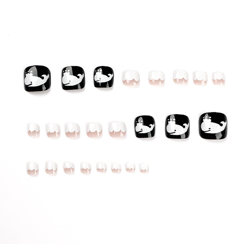 Artful toenail art with a moody whale motif Bowlift