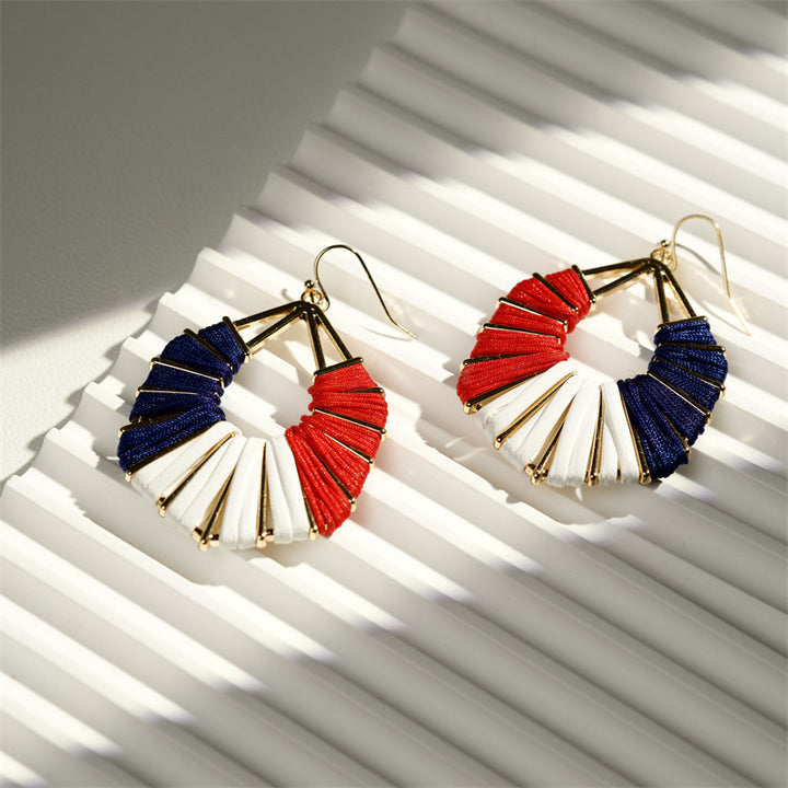 Ladies handmade Boho hoop earrings with textile wrap and bead application Bowlift