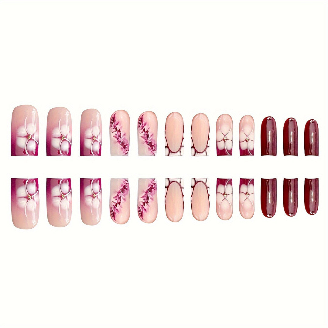 Floral Art Acrylic Nail Set Bowlift