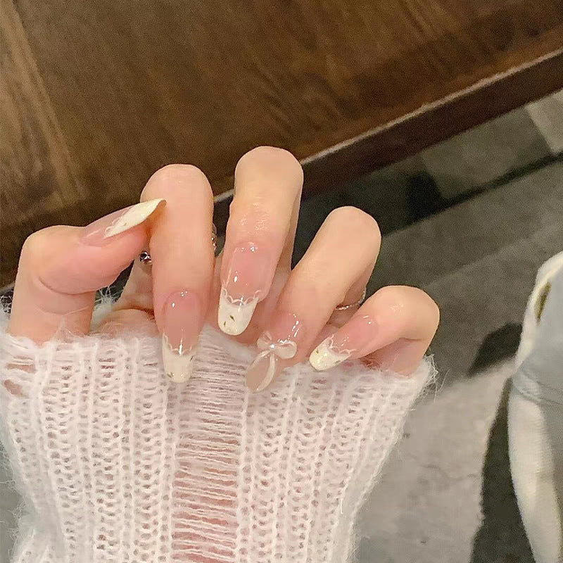 Decorative Press-On Nail Set with Unique Patterns Bowlift