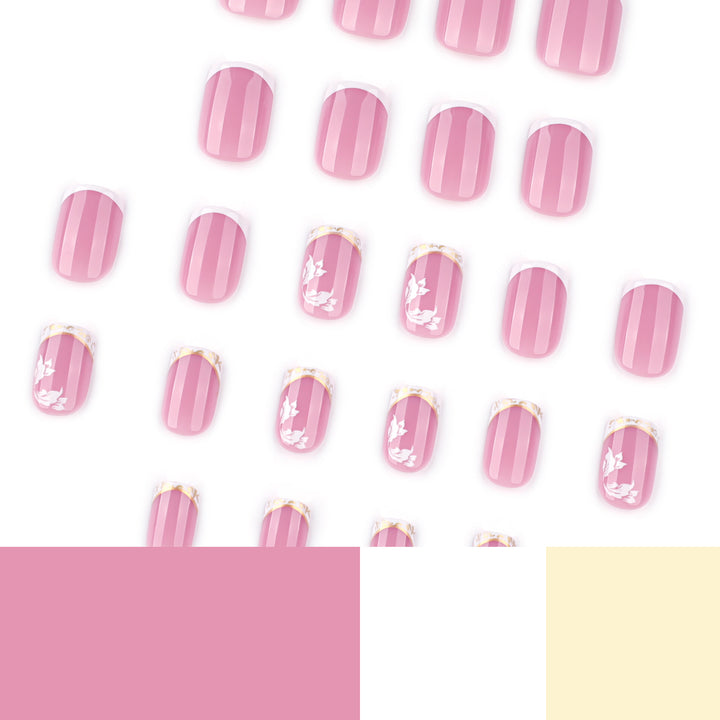 Artful nail art with elegant French tip and floral accents Bowlift