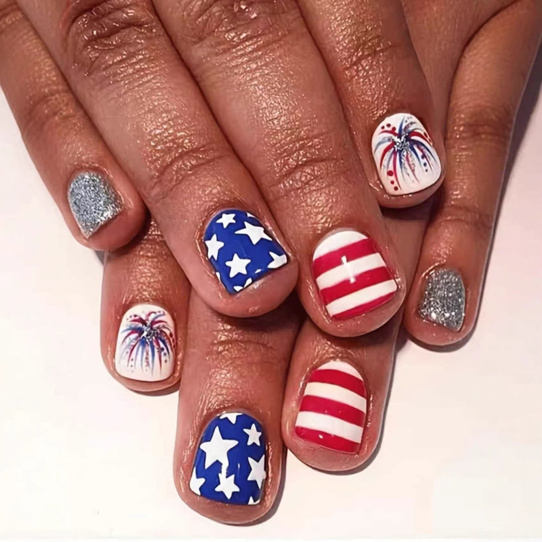 Patriotic Gel Nail Art Extensions Bowlift