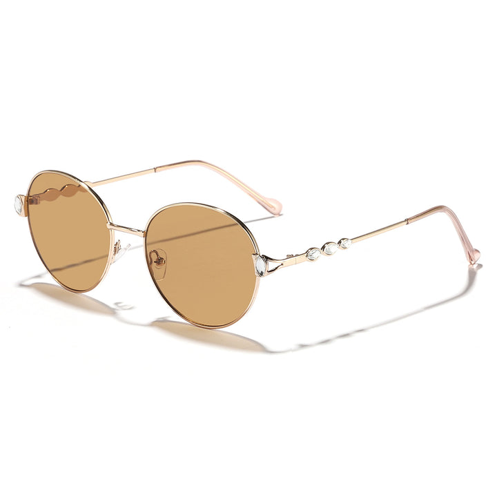 Women round sunglasses with elegant metal frame and mirrored lenses Bowlift