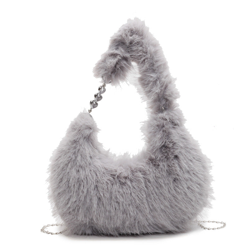 Plush Shoulder Bag with Unique Design Bowlift