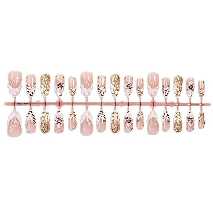 Elegant Floral Themed Press-On Nail Art Bowlift