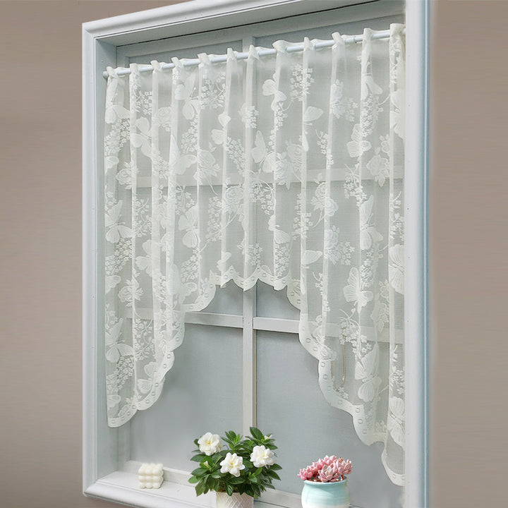 Floral Embroidered Sheer Window Curtains