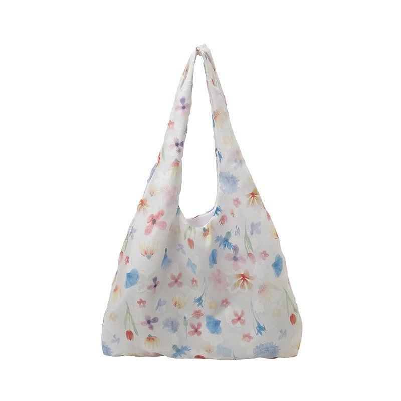 Practical Flower Print Tote Bag Bowlift
