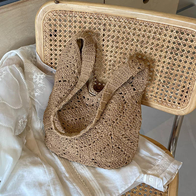 Handcrafted Hobo Bag with Unique Macrame Structure Bowlift