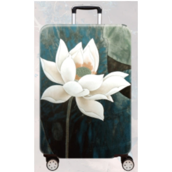 Women's Hard Shell Travel Suitcase with Elegant Lotus Design Bowlift