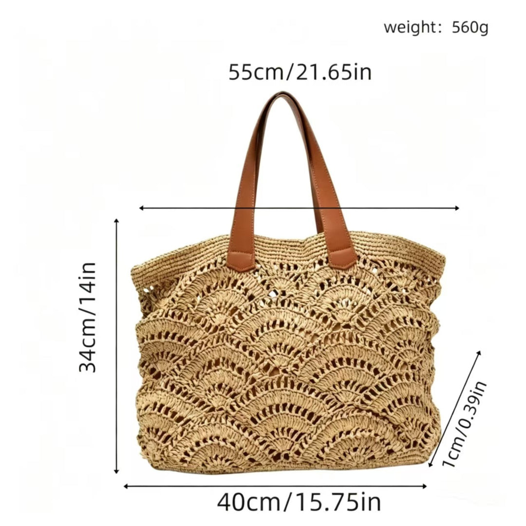 Braided beach bag with leather handles Bowlift