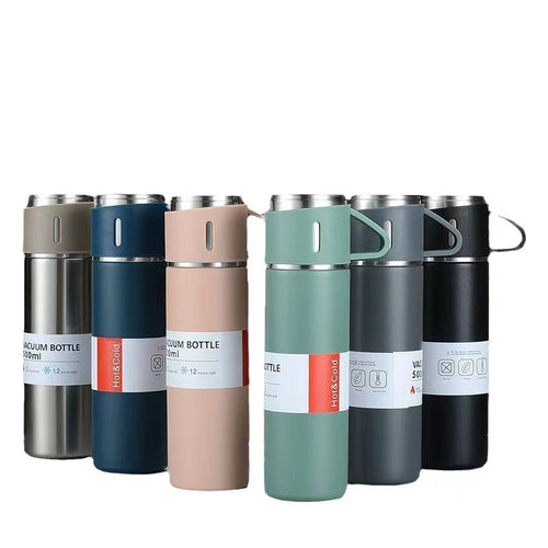 Women’s stainless steel vacuum flask with two accompanying cups Bowlift