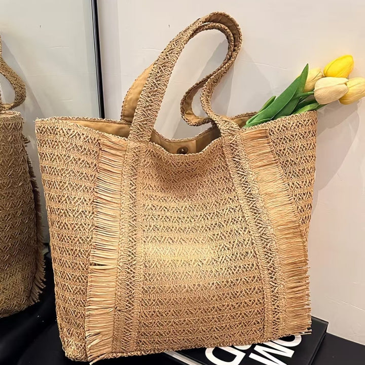 Woven Natural Material Beach Bag Bowlift