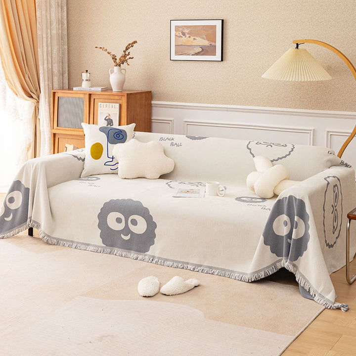 Playful Cartoon-Themed Sofa Throw Blanket