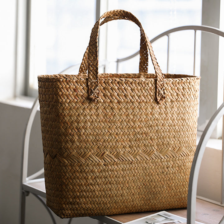 Premium Handwoven Natural Storage Tote Bowlift