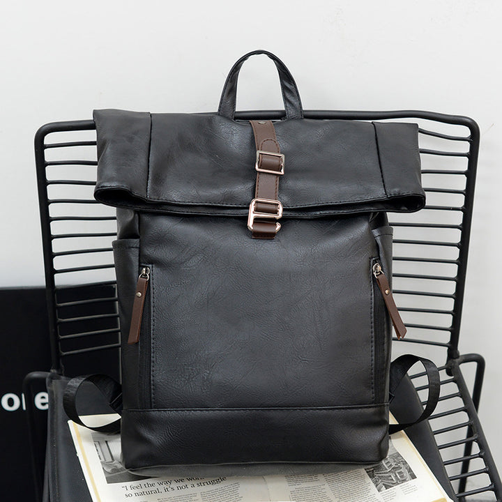 Vintage Leather Rolltop Backpack Bowlift