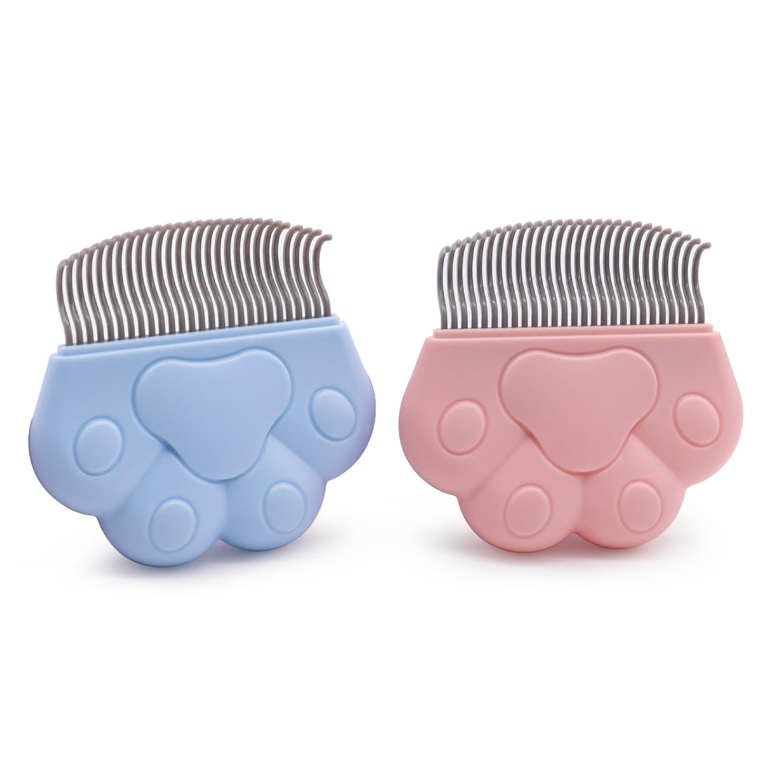 Pet Grooming Silicone Paw-Grip Flea and Deshedding Comb with Flexible Metal Teeth Bowlift