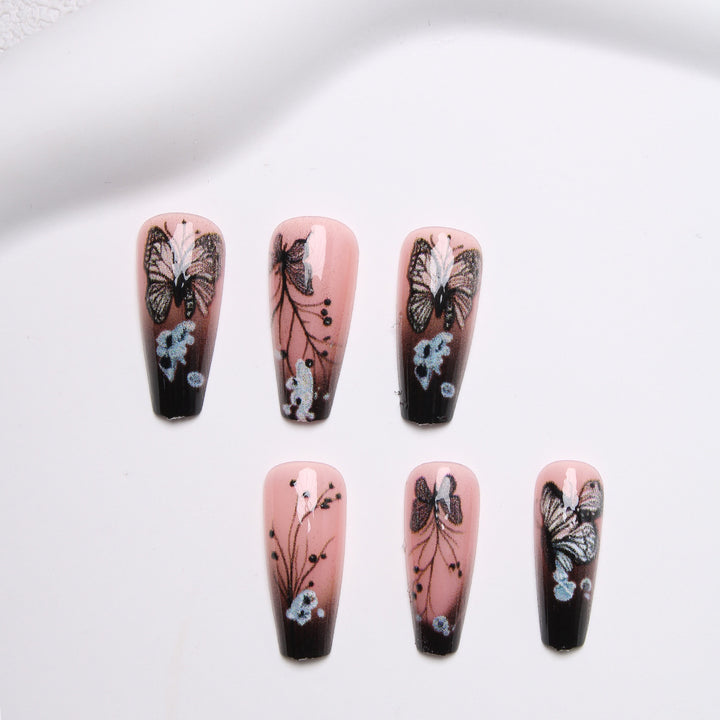 Artistic Butterfly Press-On Nails Bowlift