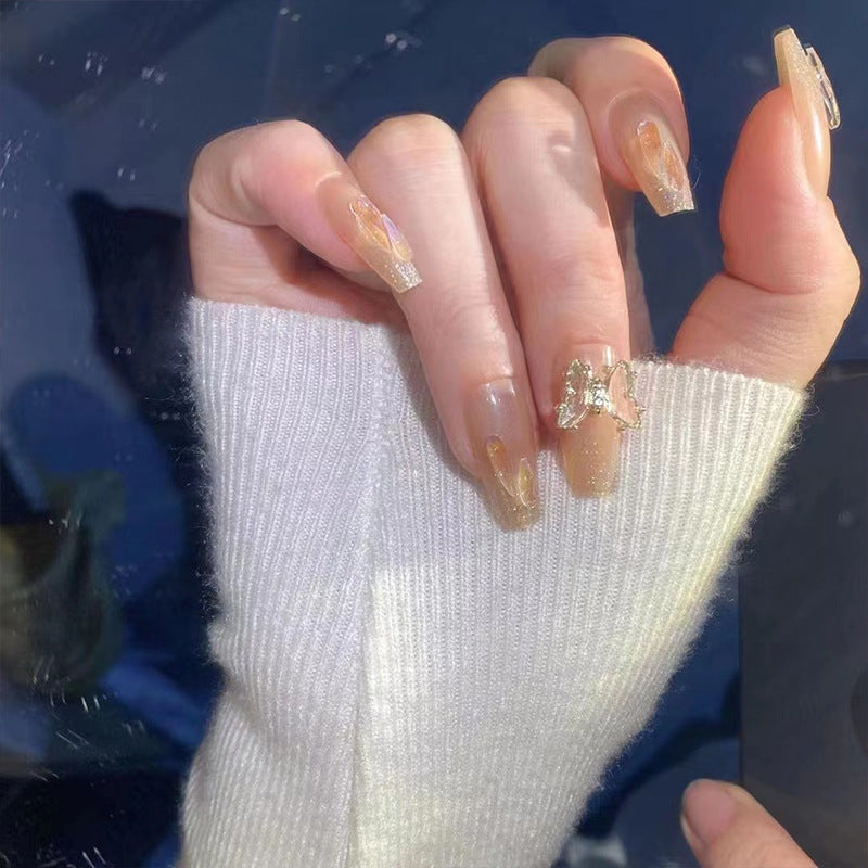 Art nail set with sparkling 3D butterfly decorations Bowlift