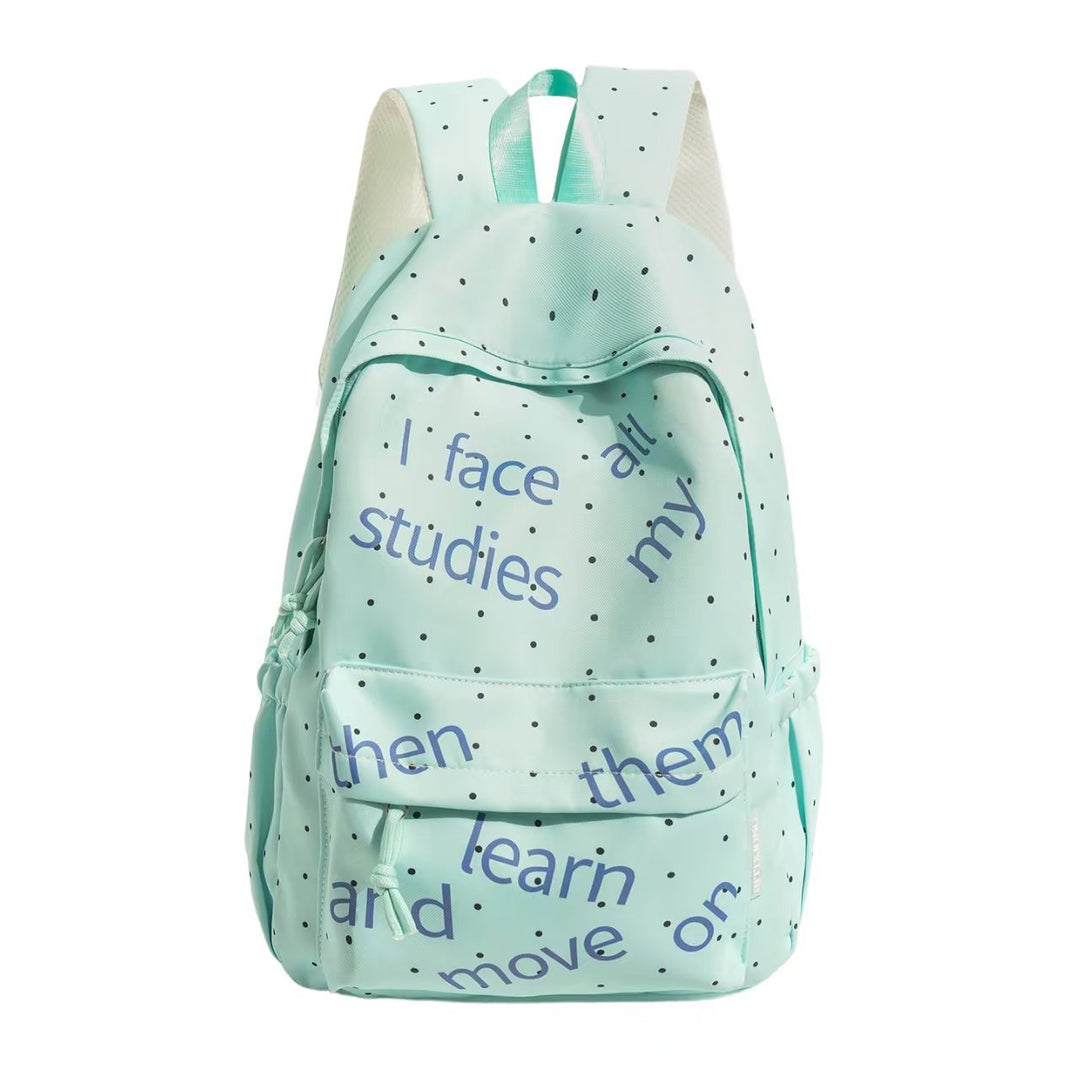 Backpack with Modern Lettering and Stylish Dots Bowlift