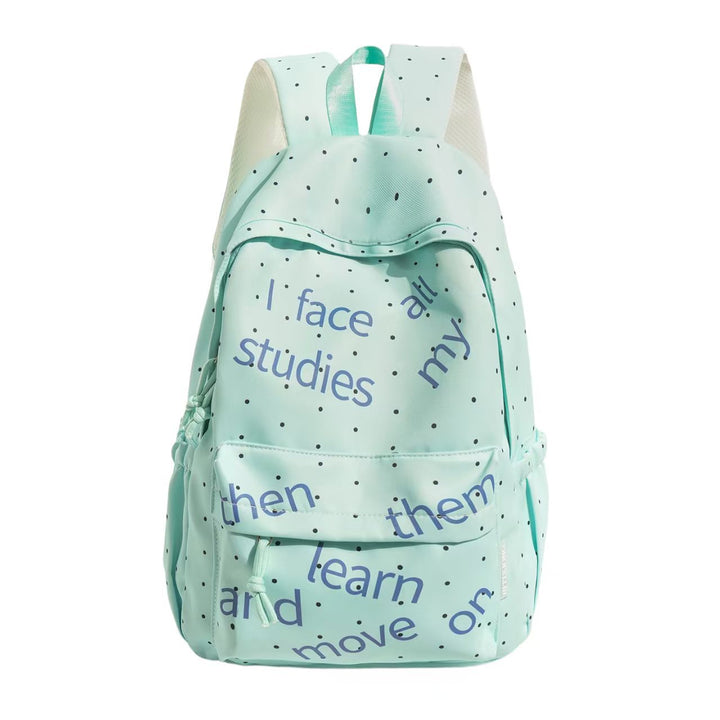 Backpack with Modern Lettering and Stylish Dots Bowlift