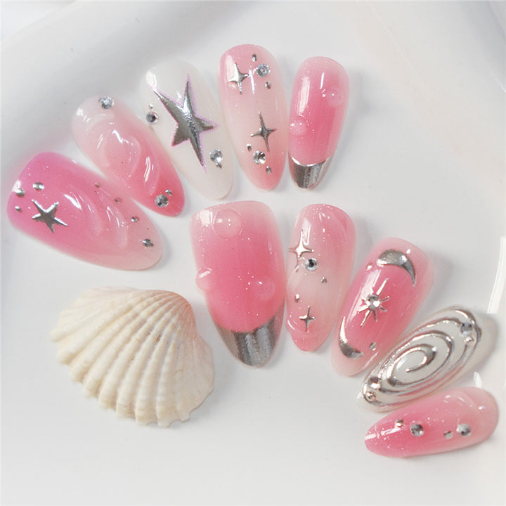 Decorative Star and Swirl Nail Art Bowlift