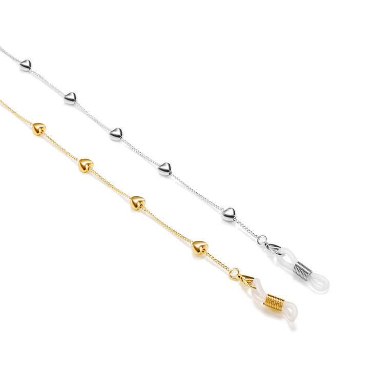 Fashionable glasses strap made of stainless steel with heart pendants Bowlift