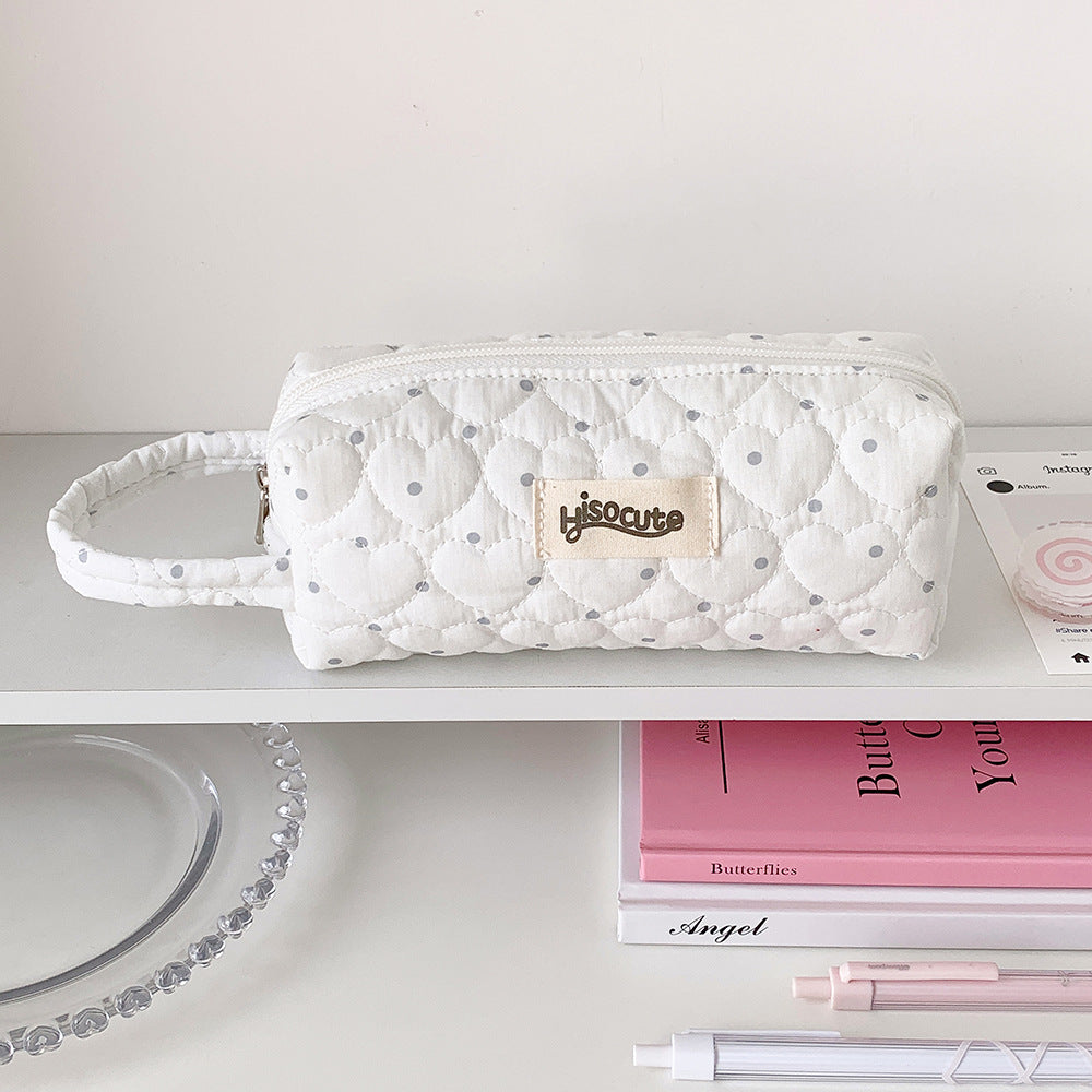 Quilted Heart-Shaped Pencil Case Bowlift