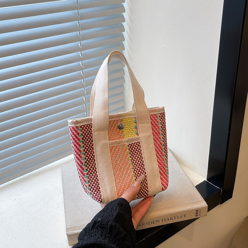 WoColorful Woven Beach Tote Bag Bowlift