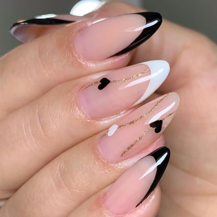 Elegant Heart-Designed Press-On Nail Tips Bowlift