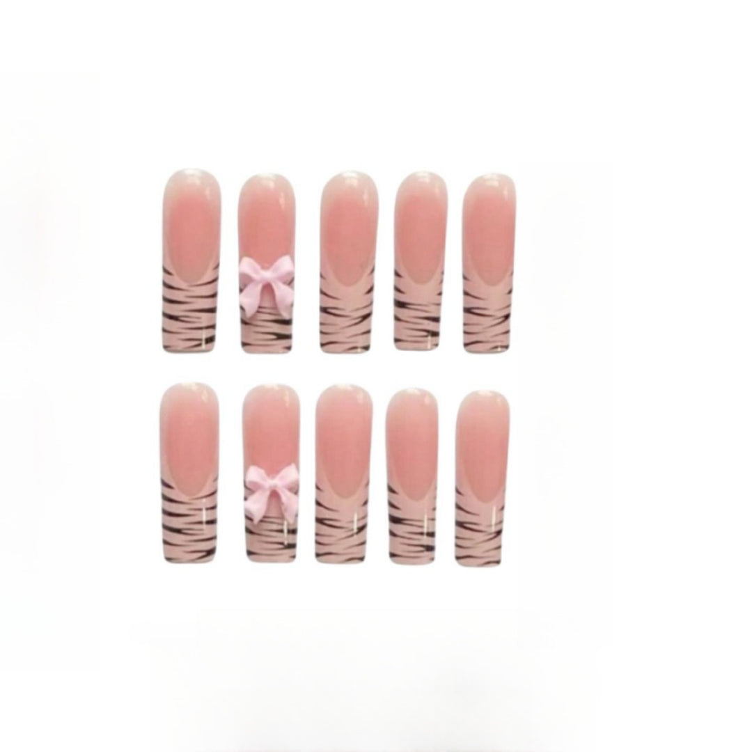 Artistic Zebra Print Nail Extensions Bowlift