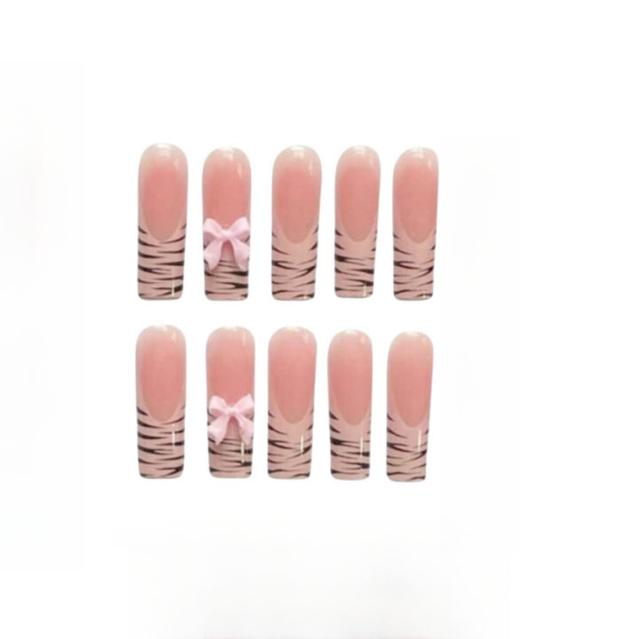 Artistic Zebra Print Nail Extensions Bowlift