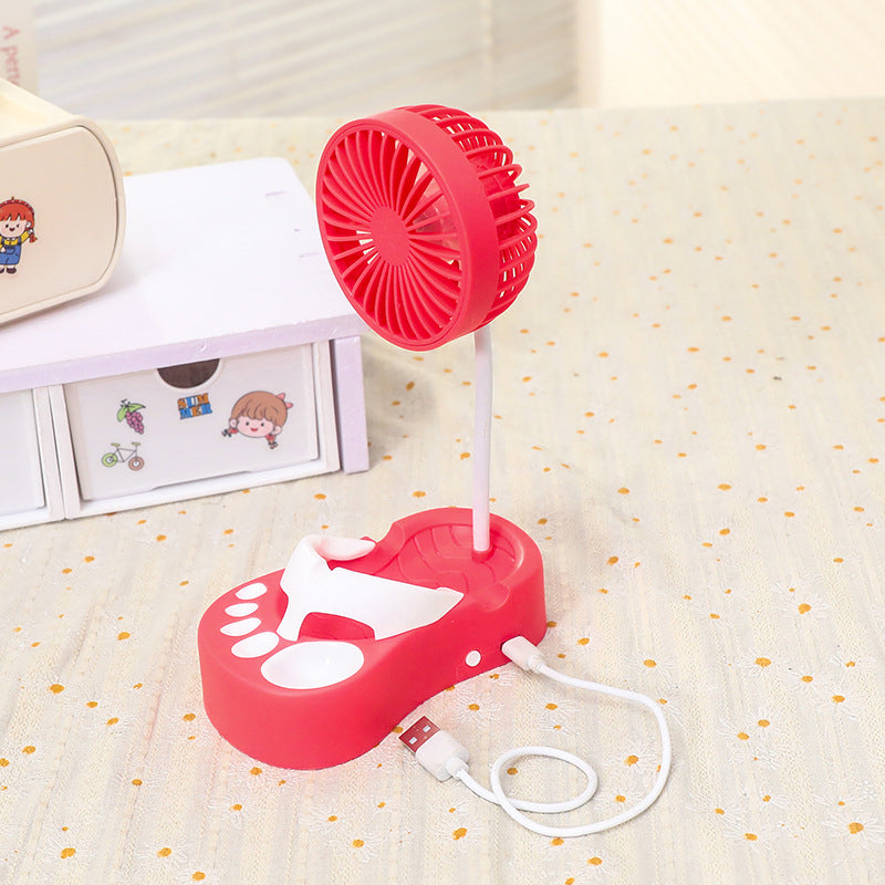 Women's portable USB table fan with flexible gooseneck and integrated light Bowlift