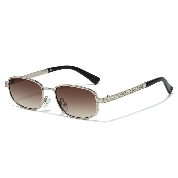 Stylish Rectangle Frame Sunglasses with Nose Pads Bowlift