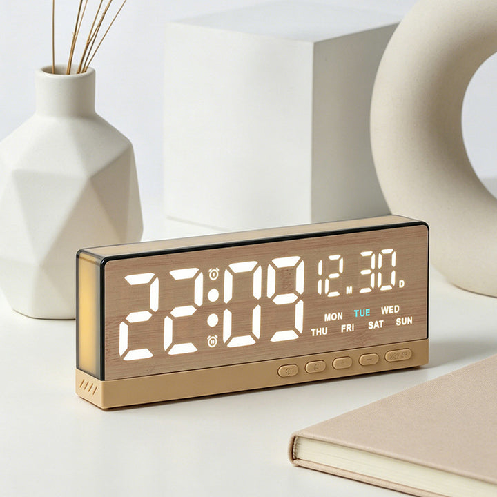 Digital radio alarm clock with large LED display and multifunctional settings Bowlift
