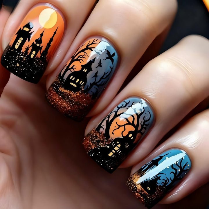 Halloween Nail Art Set with Creative Designs and Sparkling Details Bowlift