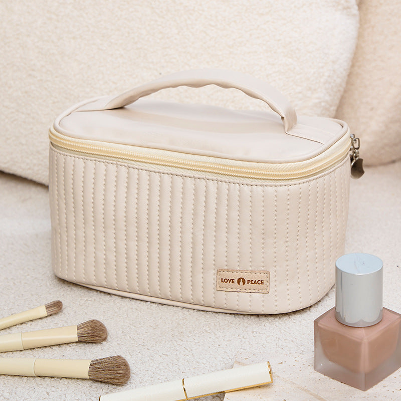 Elegant Quilted Makeup Storage Case Bowlift