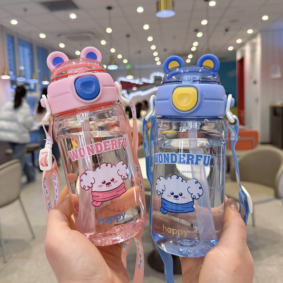 Ladies Playful waterproof drinking bottle with carrying strap Bowlift