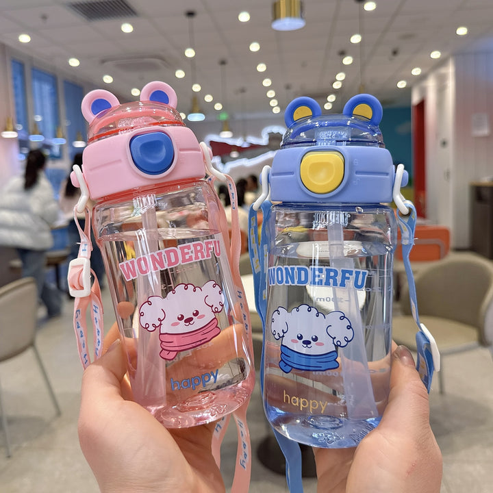 Ladies Playful waterproof drinking bottle with carrying strap Bowlift