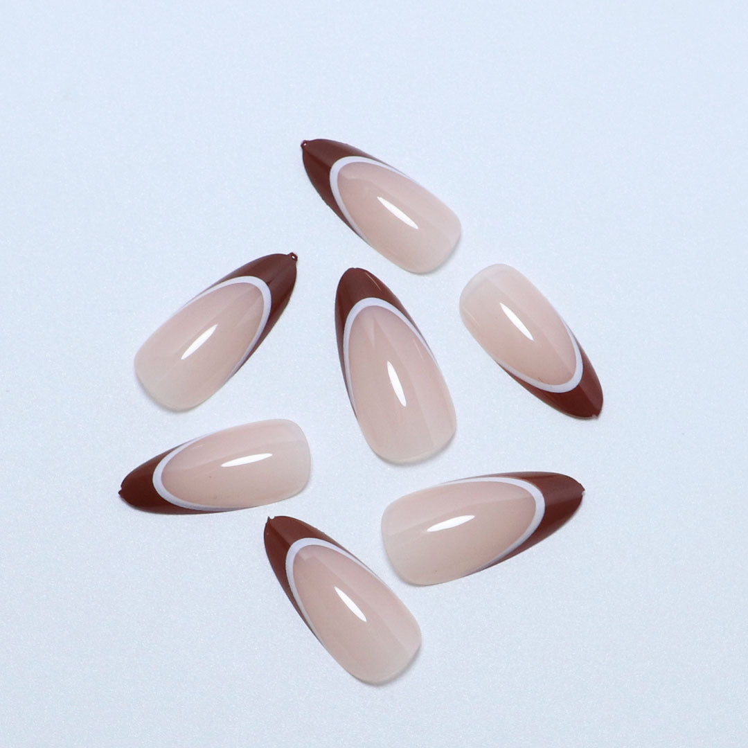 Artistic French Tip Press-On Nails Bowlift