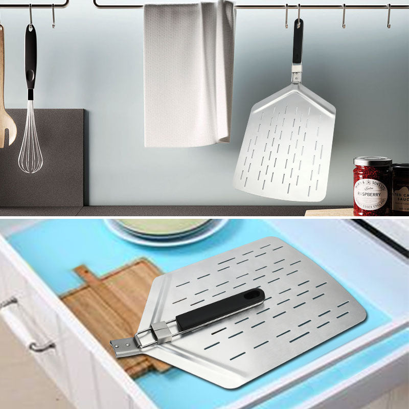 perforated stainless steel pizza peel with folding handle Bowlift