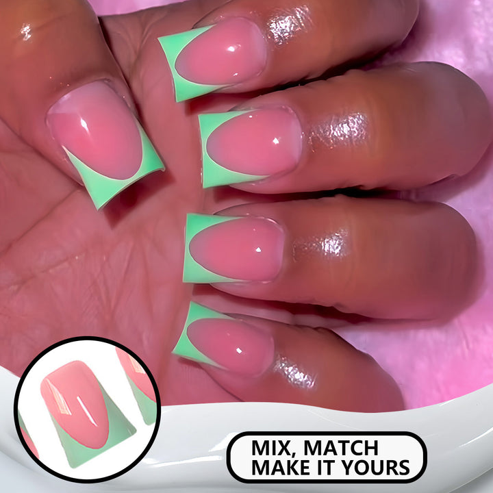 Stylish French Tip Press-On Nails with Customizable Design Bowlift
