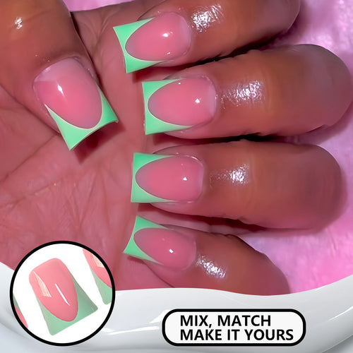 Stylish French Tip Press-On Nails with Customizable Design Bowlift