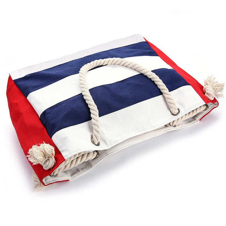 Shopping bag with maritime stripes and robust rope handles Bowlift