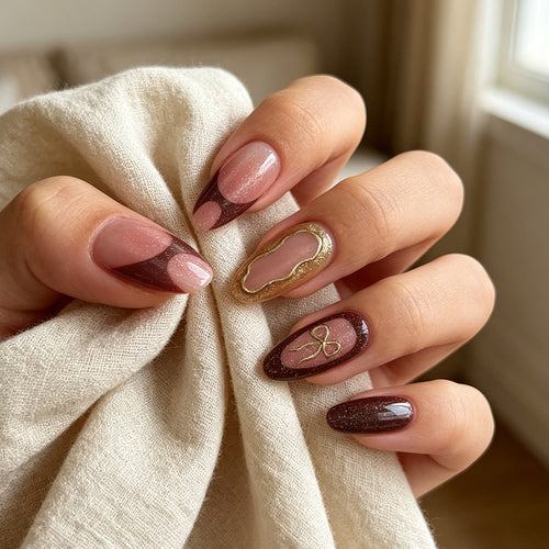 Artistic Glossy Press-On Nail Extensions Bowlift