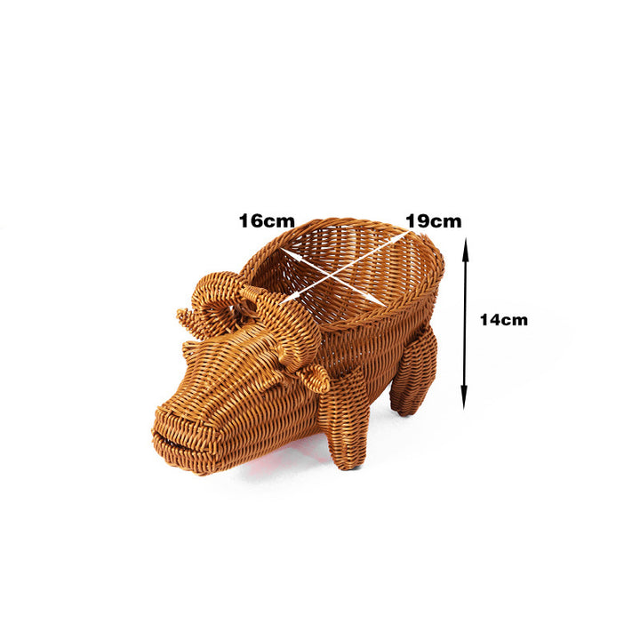 Frog-Shaped Decorative Woven Basket Bowlift