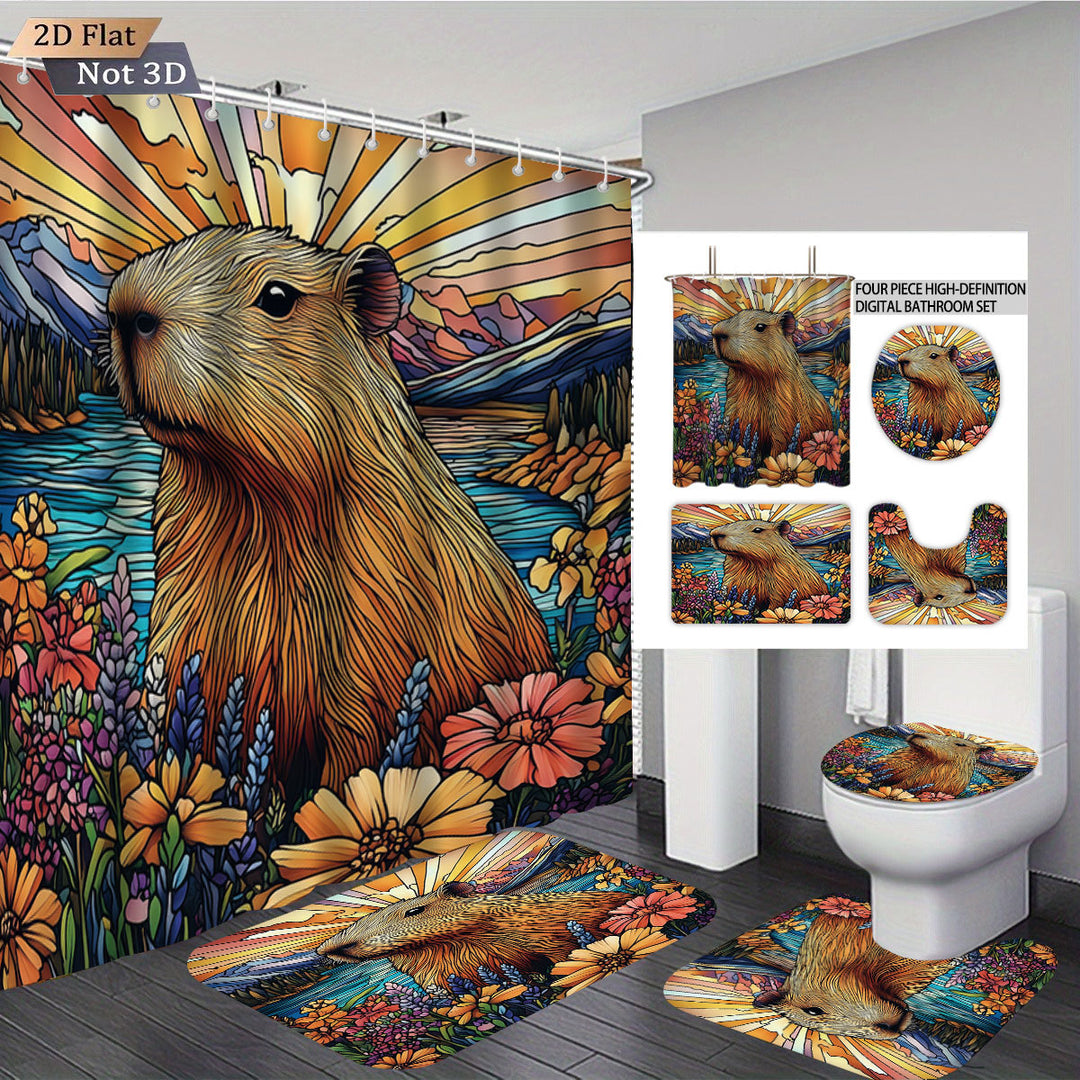 Cute Bear-Themed Four-Piece Bathroom Set Bowlift
